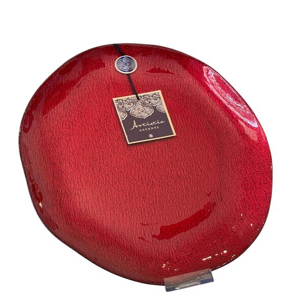 Artistic Accents Red Turkish Glass Charger Plate 13in Christmas Holiday New - Picture 3 of 10